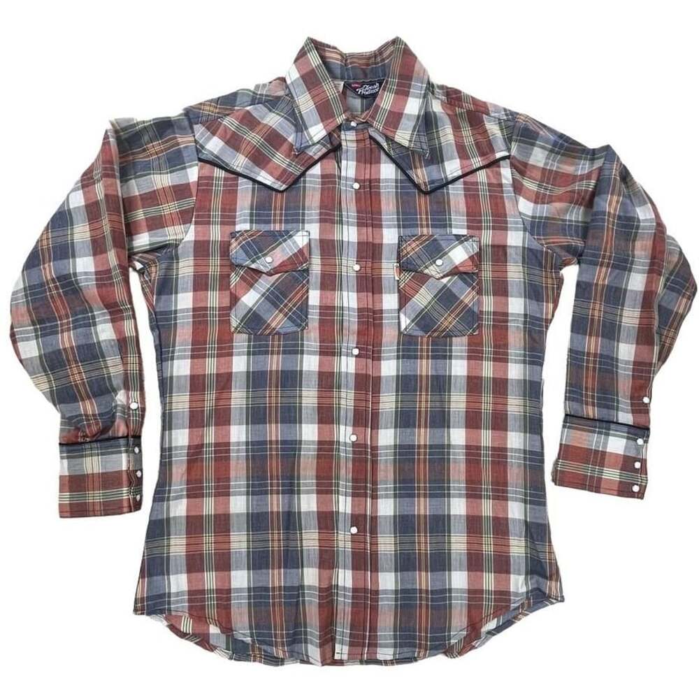 Vintage 1970s Levi's Fresh Produce Plaid Western Pearl Snap Shirt-Sz L
